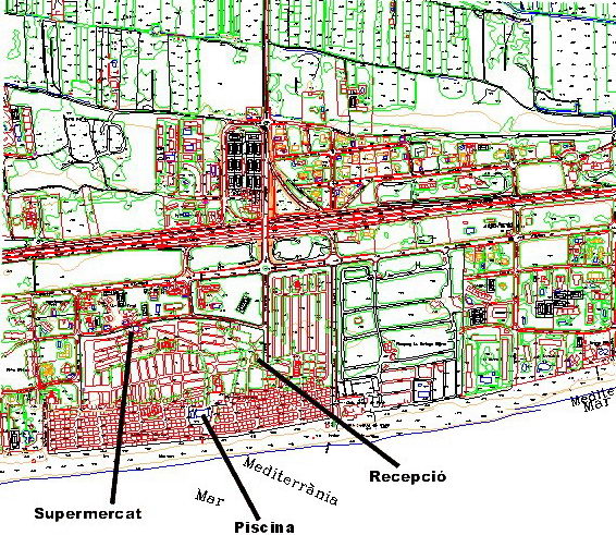 Mapa parcial de Gav&agrave; Mar donde se aprecia toda la distribuci&oacute;n del camping Albatros